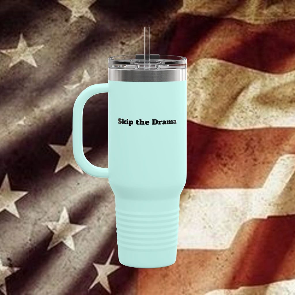 40oz Insulated Travel Mug — 'Chewing the Fat' Retro Radio Logo, Heavy-Duty Stainless Steel Tumbler