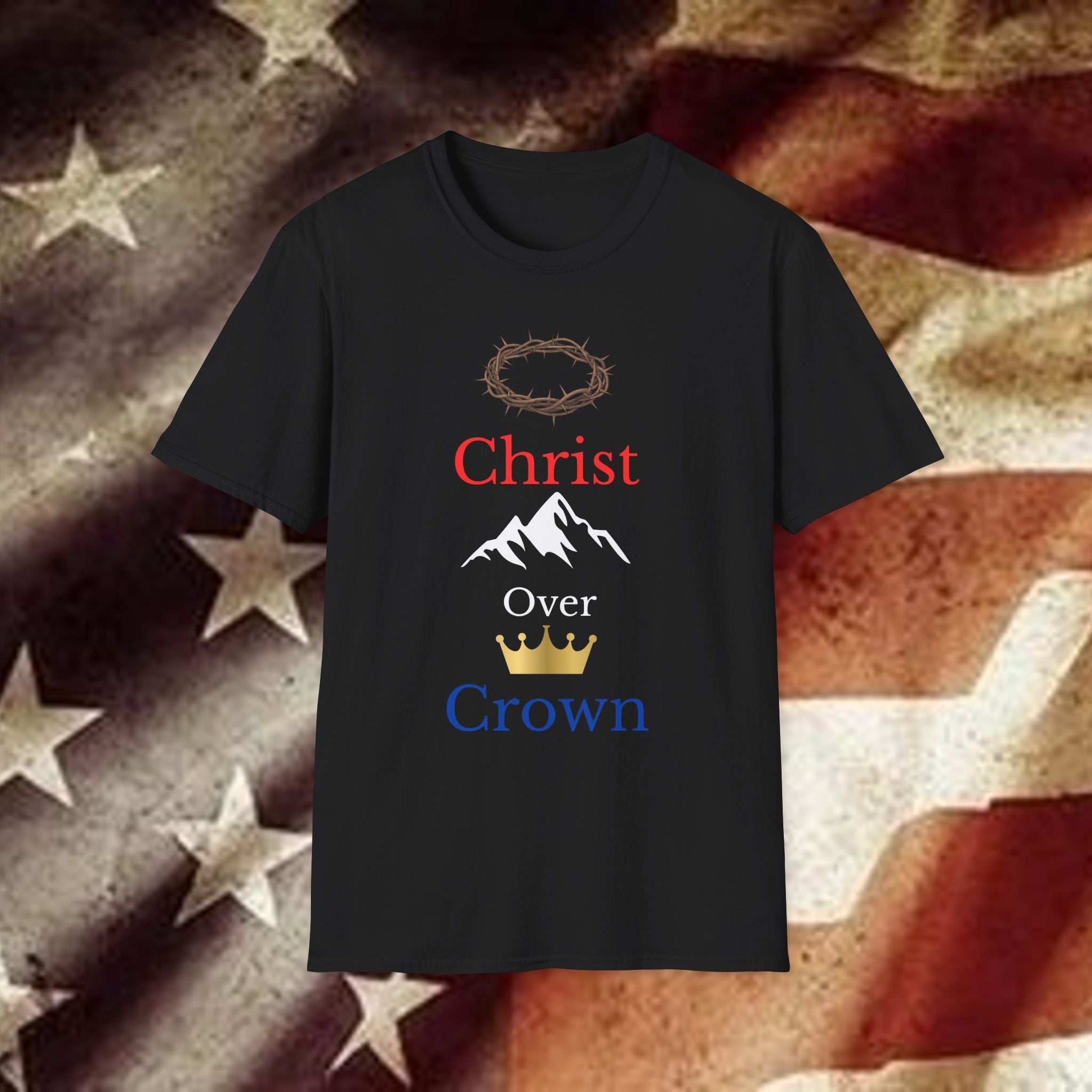 Christ Over Crown T-Shirt — Christian Faith Mountain Tee