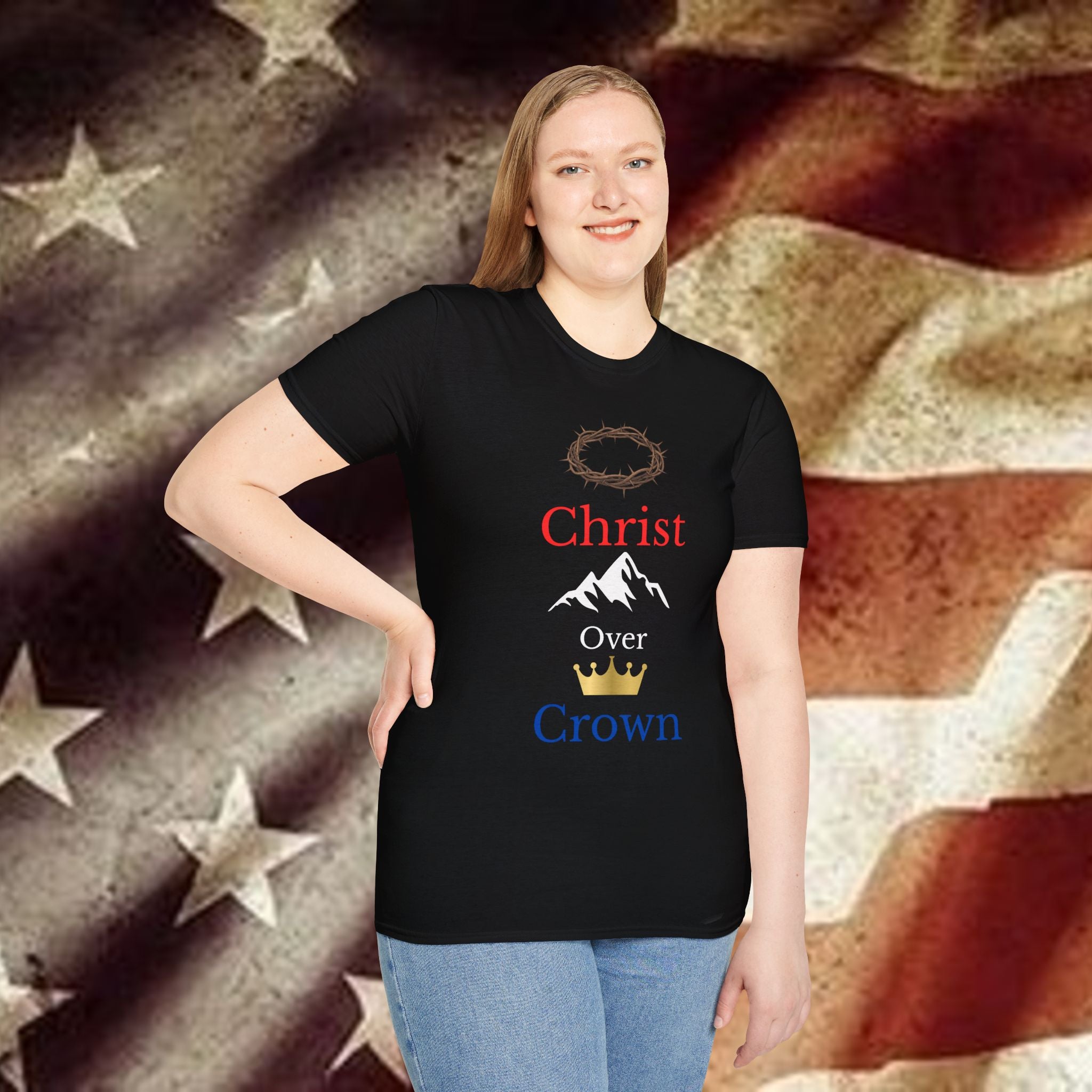 Christ Over Crown T-Shirt — Christian Faith Mountain Tee