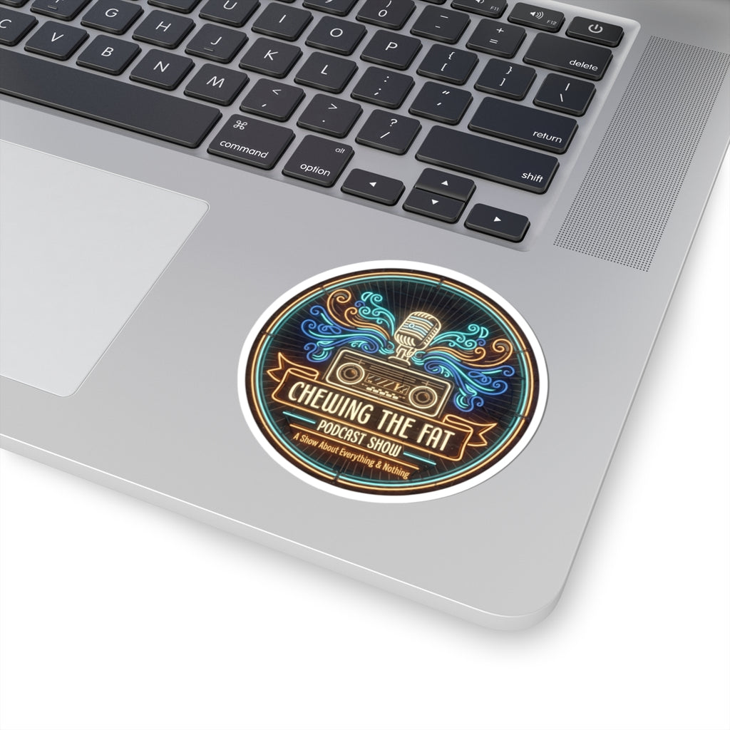 Podcast Logo Sticker — "Chewing the Fat" Kiss-Cut Vinyl