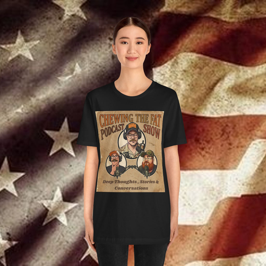 Chewing The Fat Podcast Show Tee — Retro Podcast Logo T-Shirt