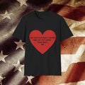 Podcast QR T‑Shirt — Red Heart Quote "They Fear Love"