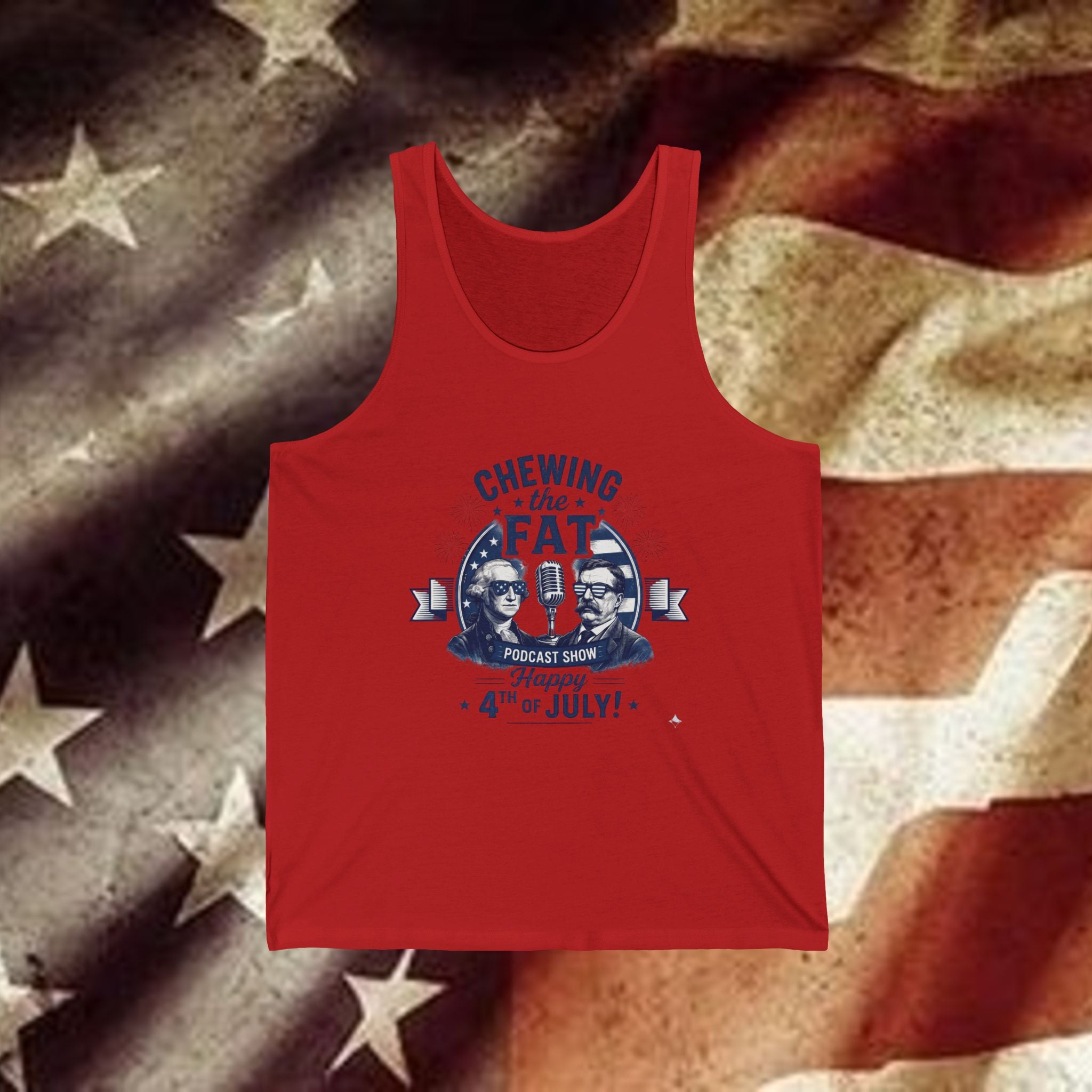 4th of July Tank Top — "Chewing the Fat" Patriotic BBQ Muscle Tee
