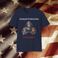 Not Today Satan T-Shirt — Funny Firefighters Trio Graphic Tee with Back QR Code