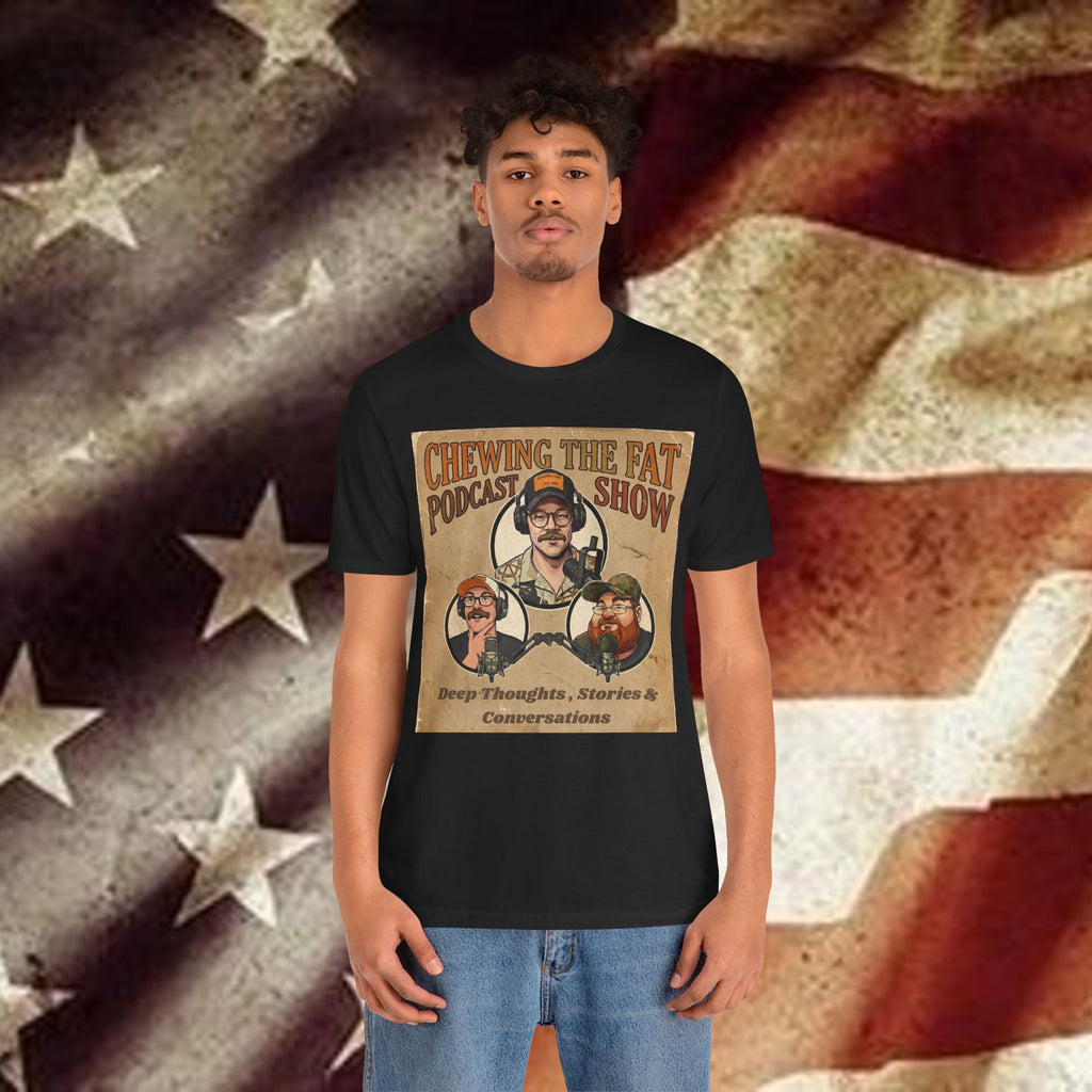 Chewing The Fat Podcast Show Tee — Retro Podcast Logo T-Shirt