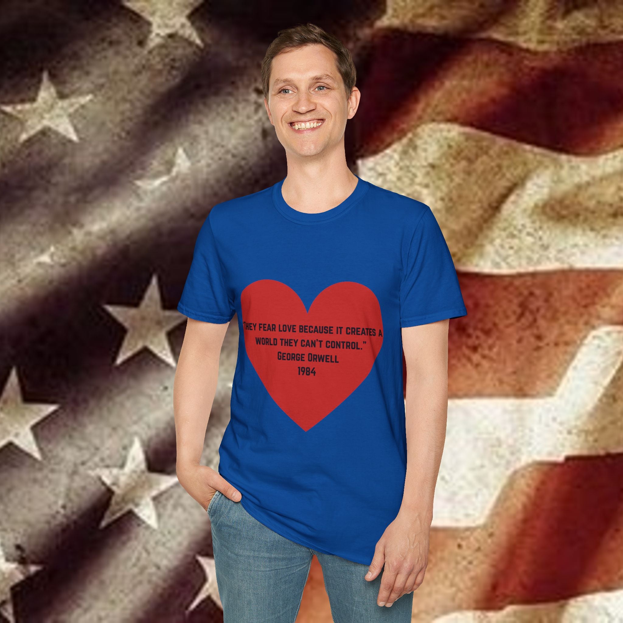 Podcast QR T‑Shirt — Red Heart Quote "They Fear Love"