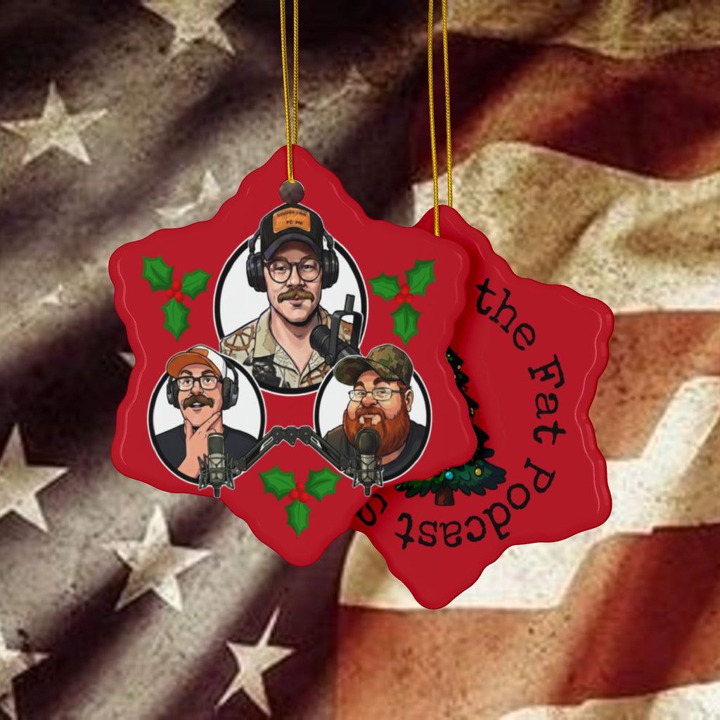 Ceramic Ornament — “Chewing the Fat Podcast” Double-Sided Christmas Tree Design
