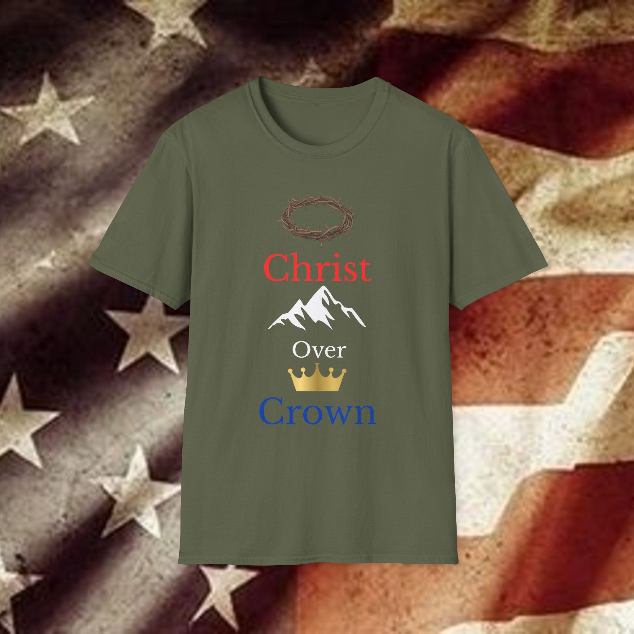 Christ Over Crown T-Shirt — Christian Faith Mountain Tee
