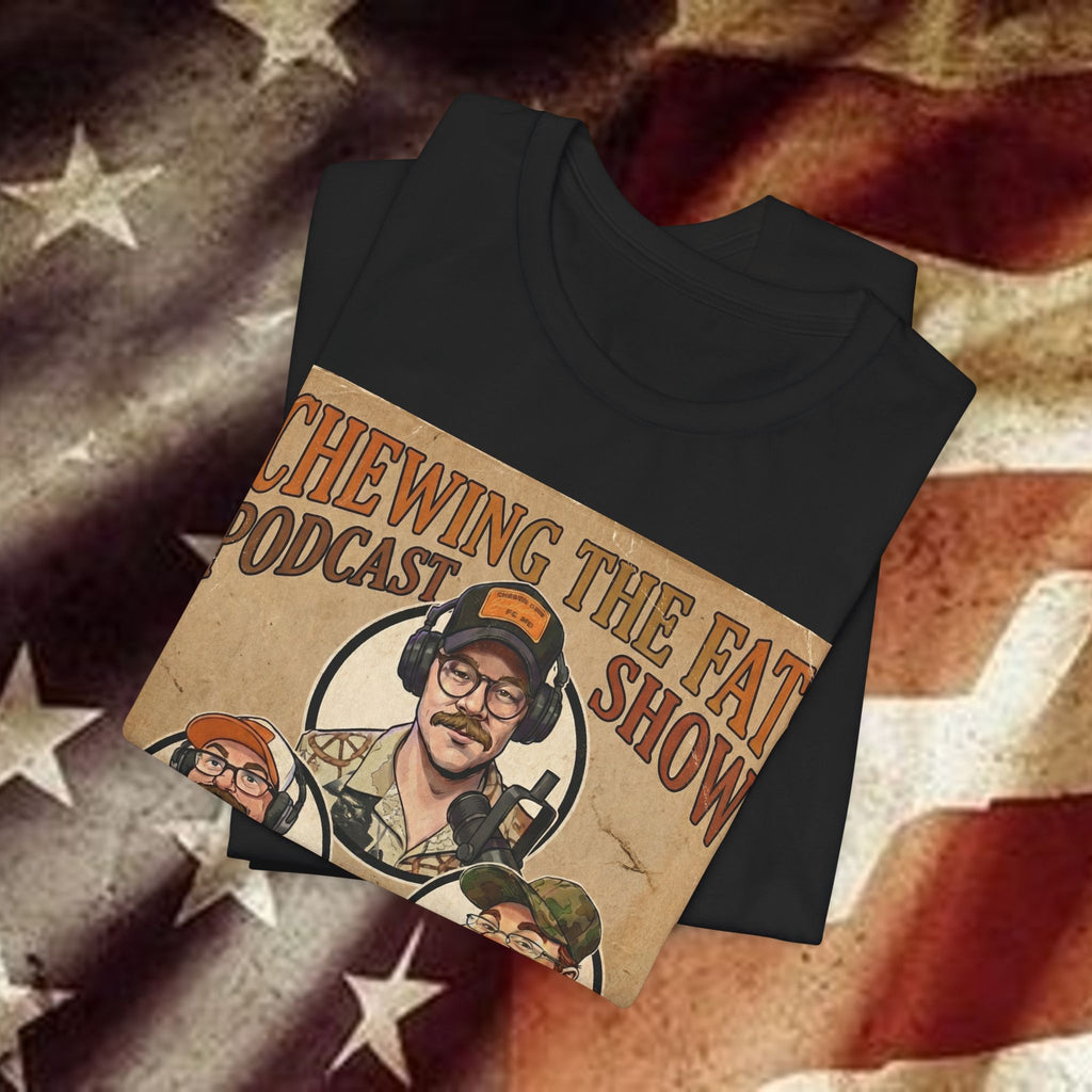 Chewing The Fat Podcast Show Tee — Retro Podcast Logo T-Shirt