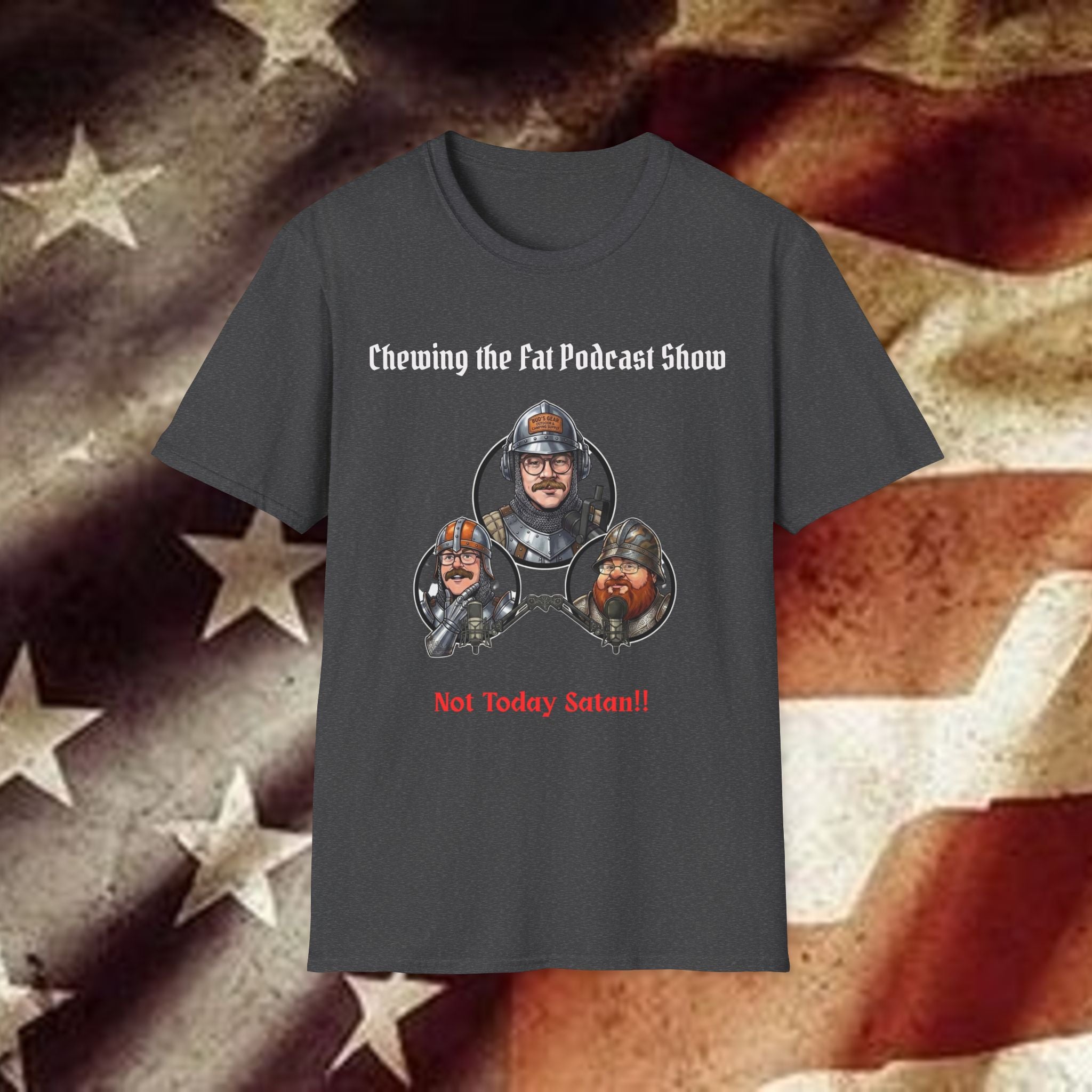 Not Today Satan T-Shirt — Funny Firefighters Trio Graphic Tee with Back QR Code