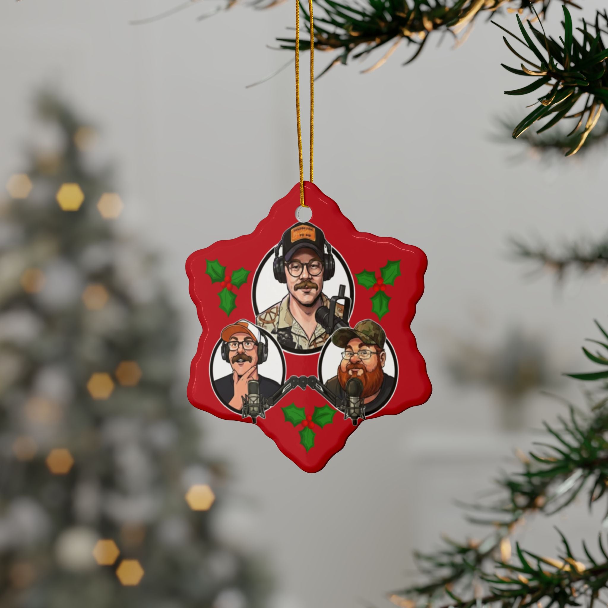 Ceramic Ornament — “Chewing the Fat Podcast” Double-Sided Christmas Tree Design