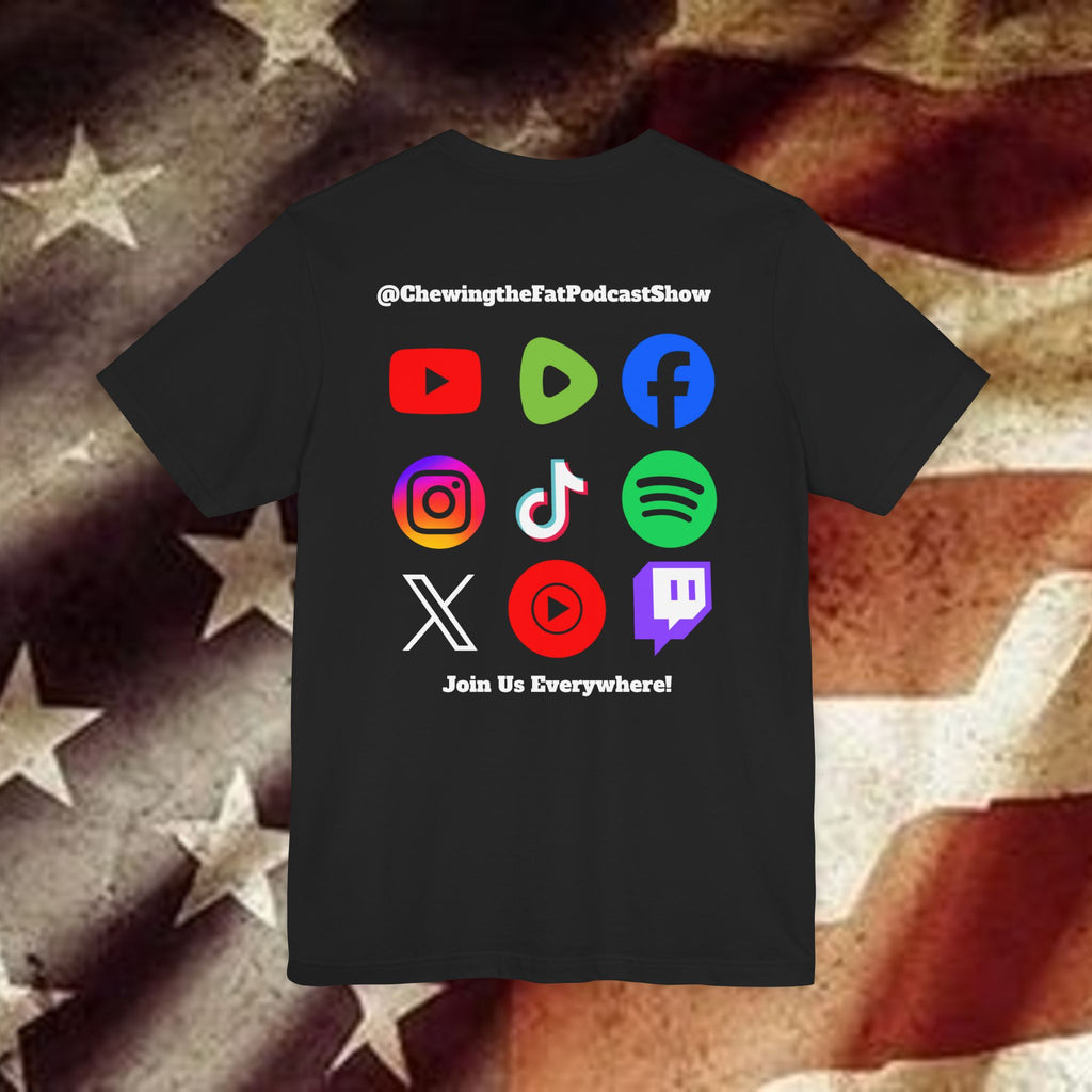 Chewing The Fat Podcast Show Tee — Retro Podcast Logo T-Shirt