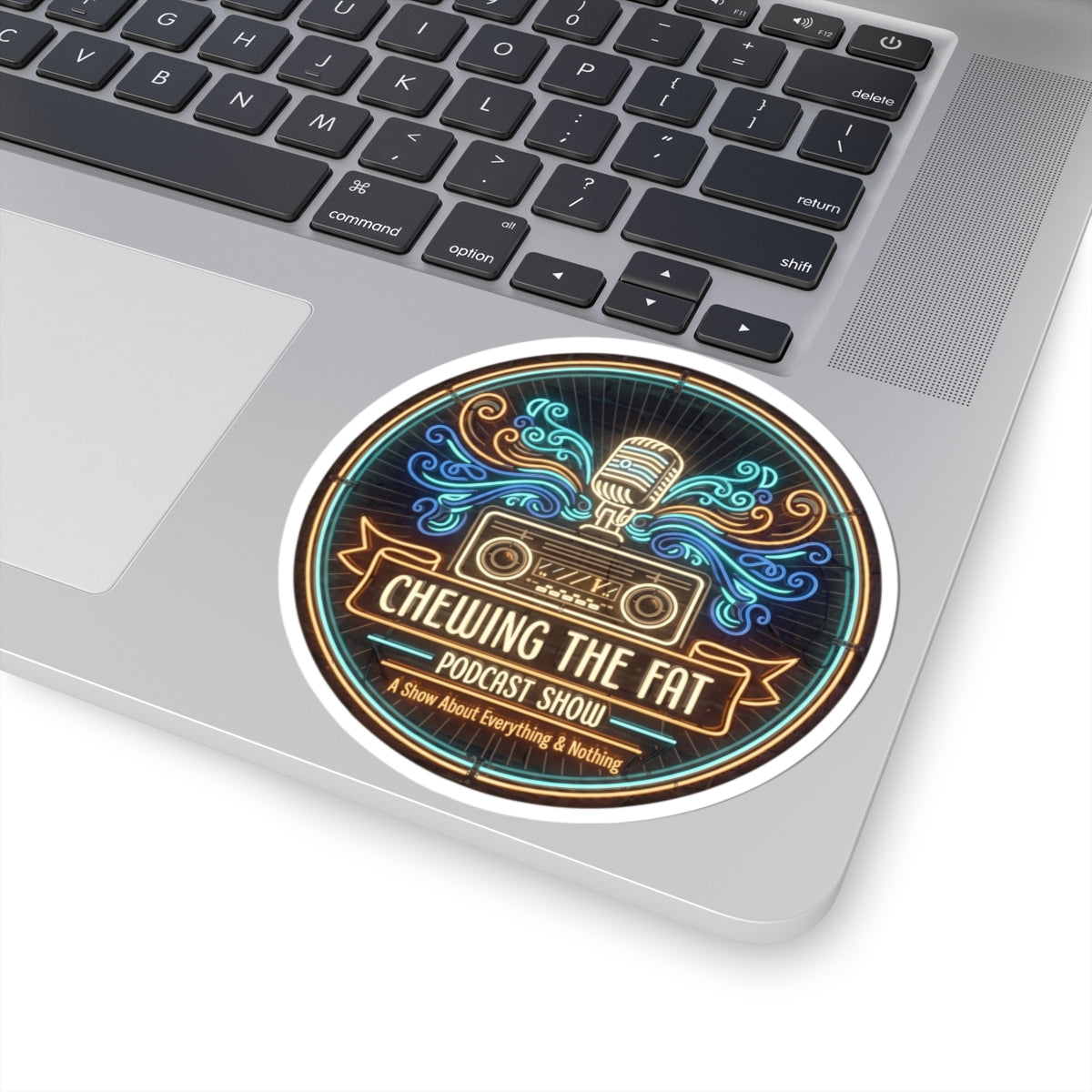 Podcast Logo Sticker — "Chewing the Fat" Kiss-Cut Vinyl