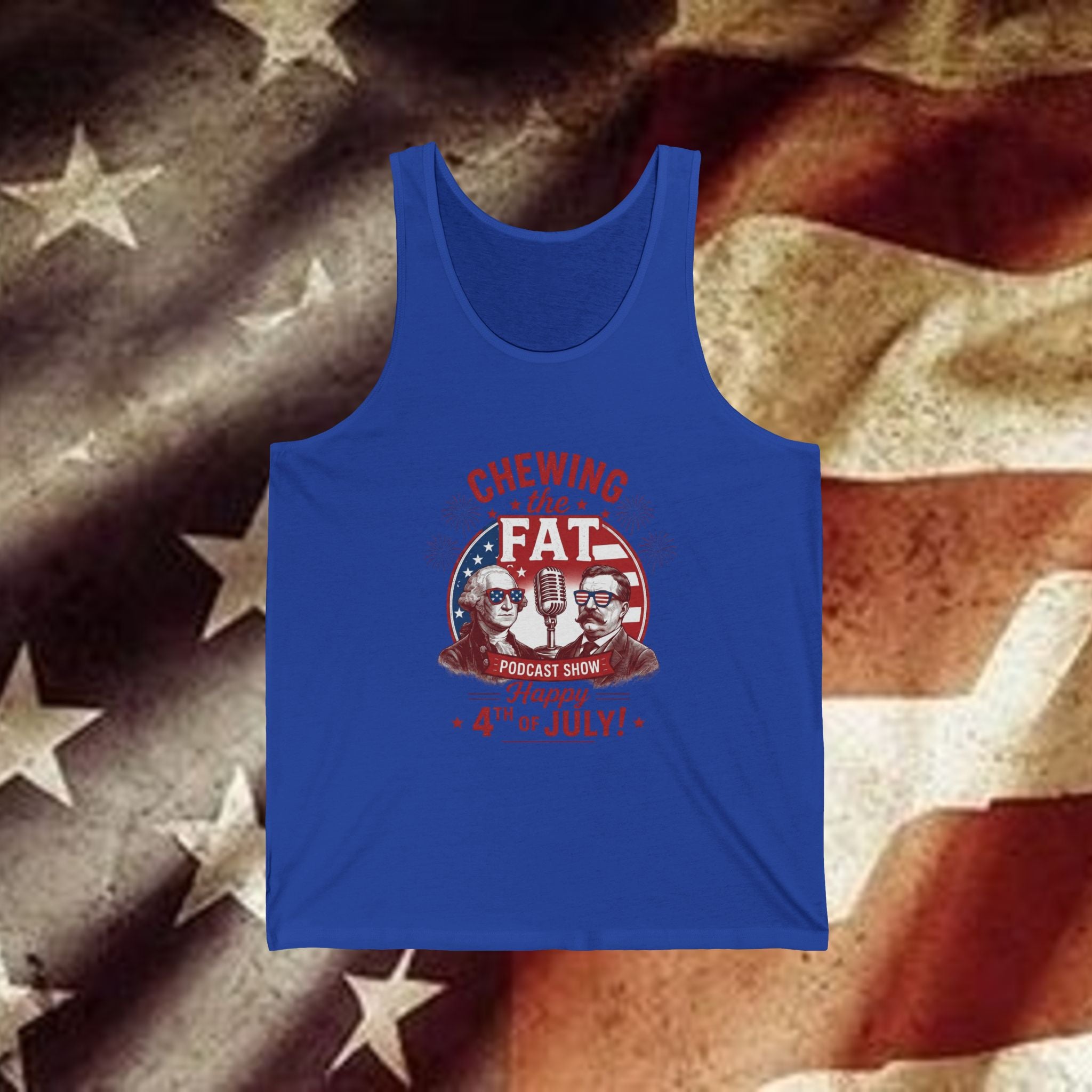 4th of July Tank Top — "Chewing the Fat" Patriotic BBQ Muscle Tee