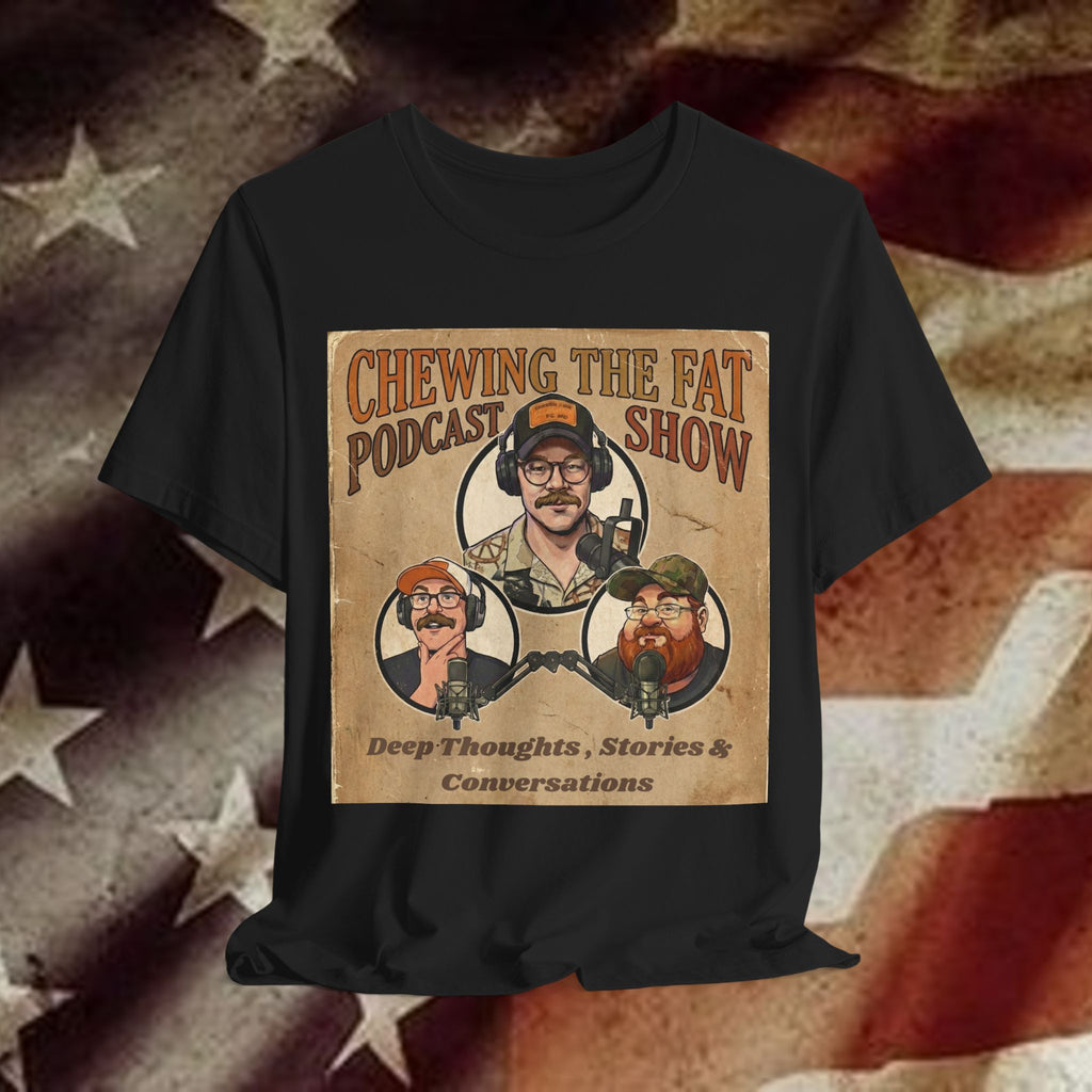 Chewing The Fat Podcast Show Tee — Retro Podcast Logo T-Shirt