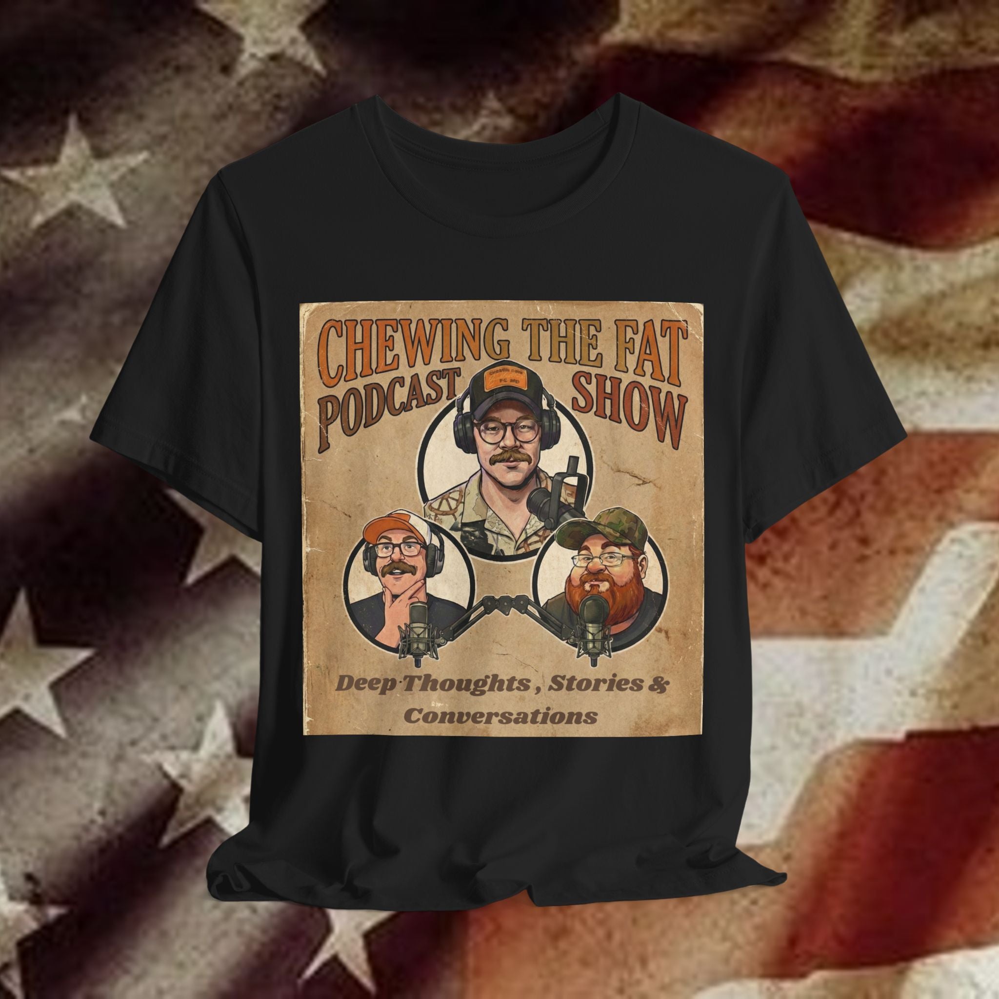 Chewing The Fat Podcast Show Tee — Retro Podcast Logo T-Shirt