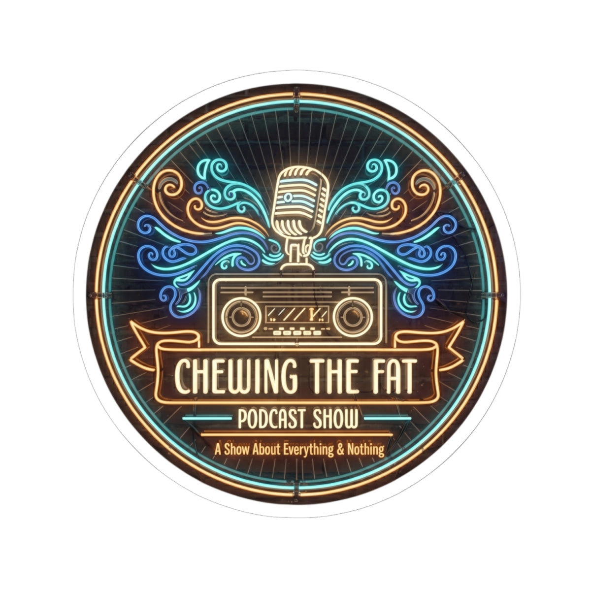 Podcast Logo Sticker — "Chewing the Fat" Kiss-Cut Vinyl