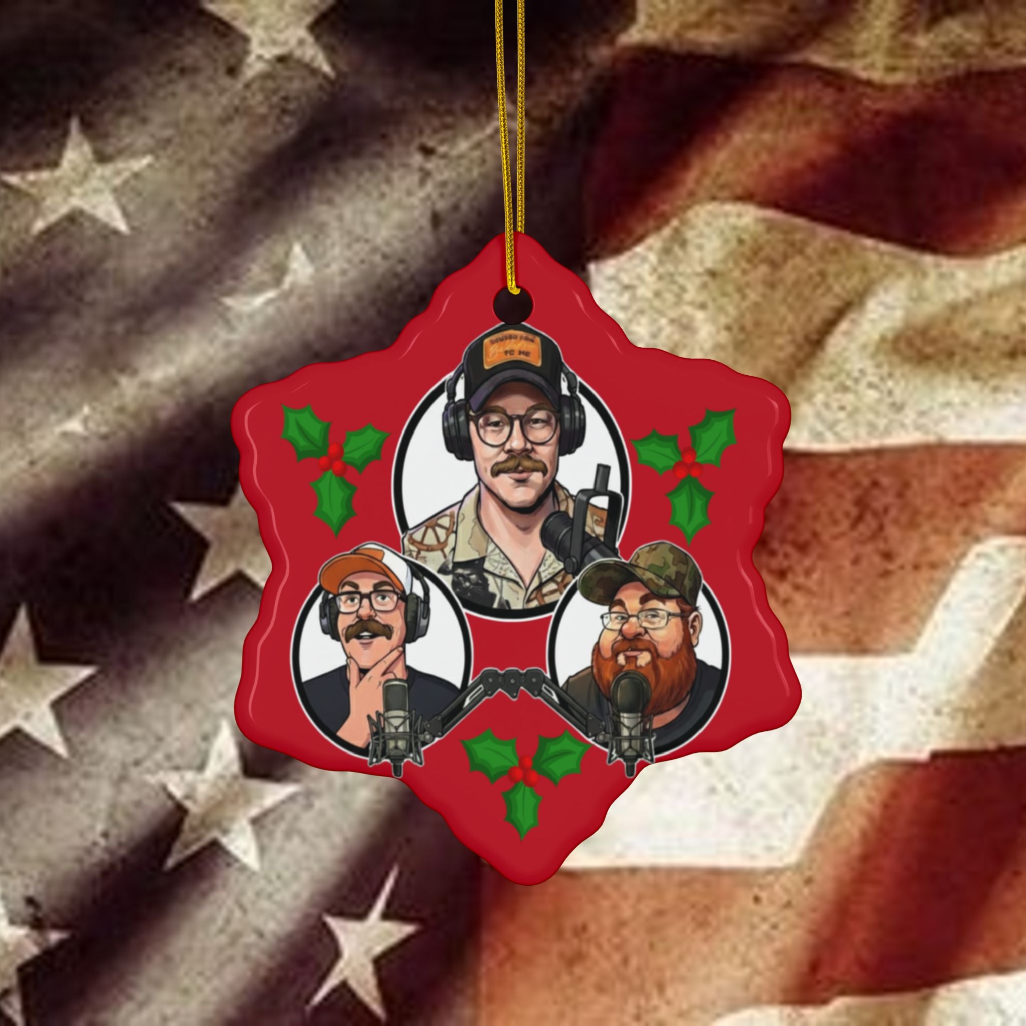 Ceramic Ornament — “Chewing the Fat Podcast” Double-Sided Christmas Tree Design